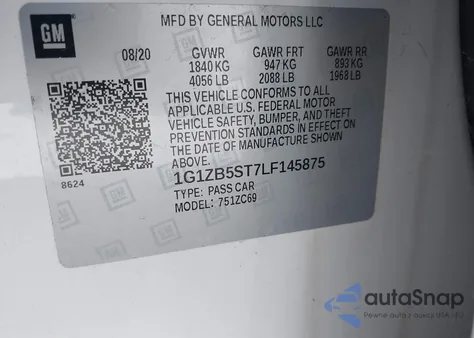 2020 Chevrolet Malibu Fwd Ls from USA, damaged, VIN 1G1ZB5ST7LF145875